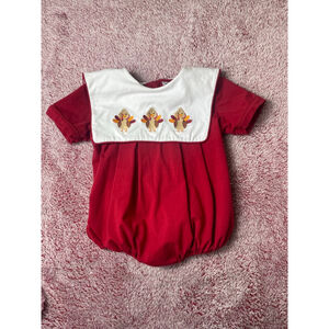 Baby Southern Tators Turkey thanksgiving bubble romper Embroidered 24 Months